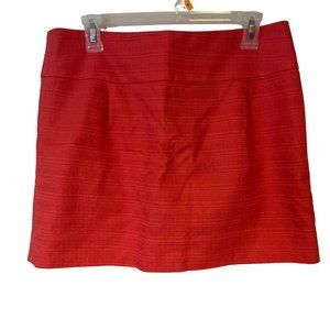 J Crew Mini Skirt Womens 8 Orange Textured Double Serge Lined Career